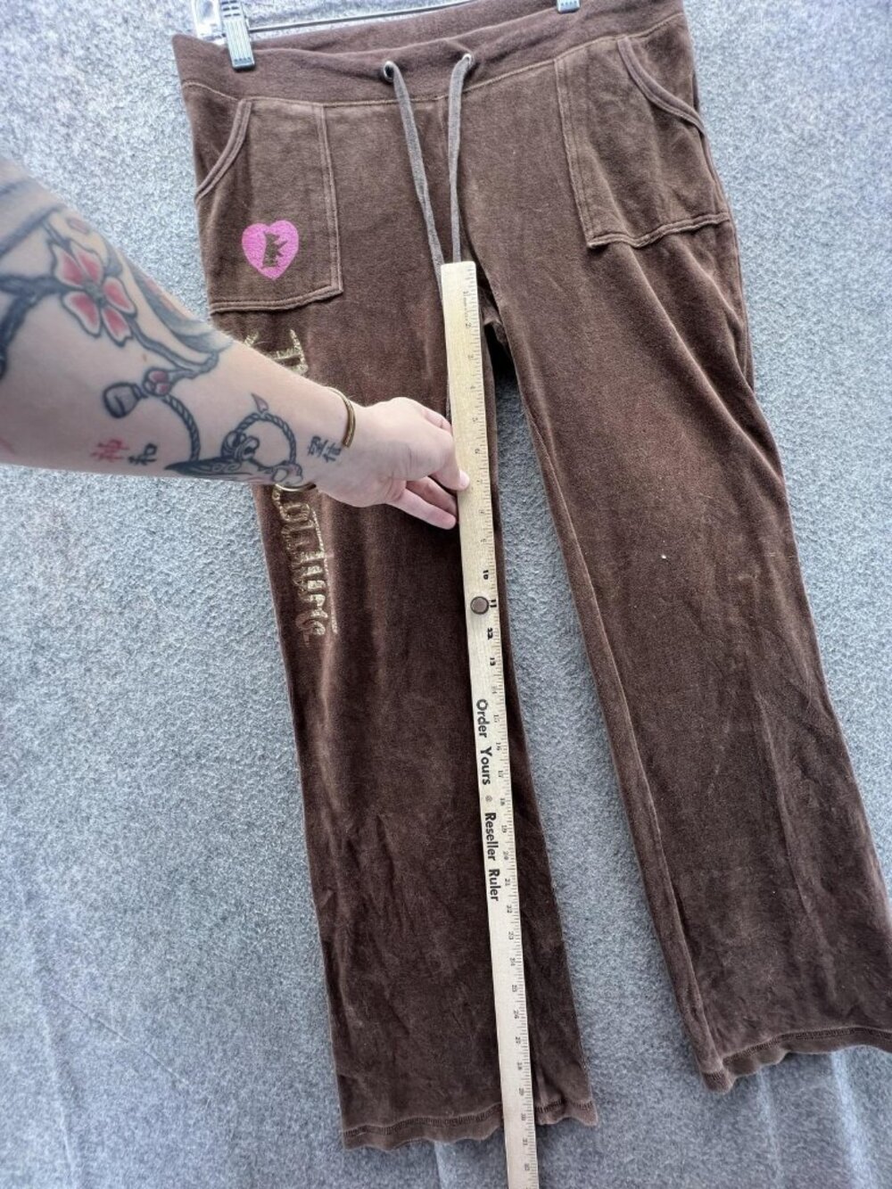 Juicy Couture Sweatpants Womens Large Brown Velour Drawstring Y2K Pants - Picture 3 of 11